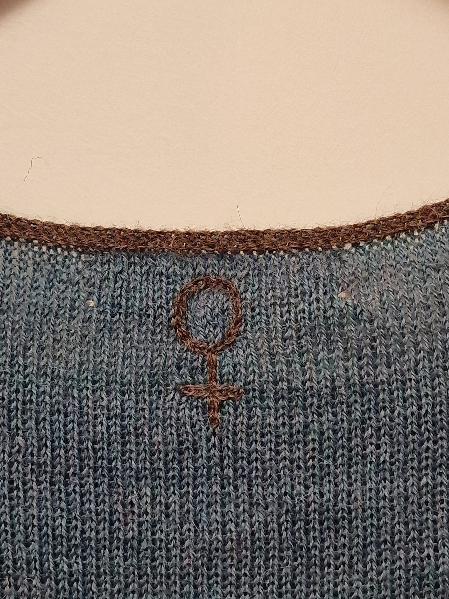 Strikbluse i Alpaca, fantasy blue