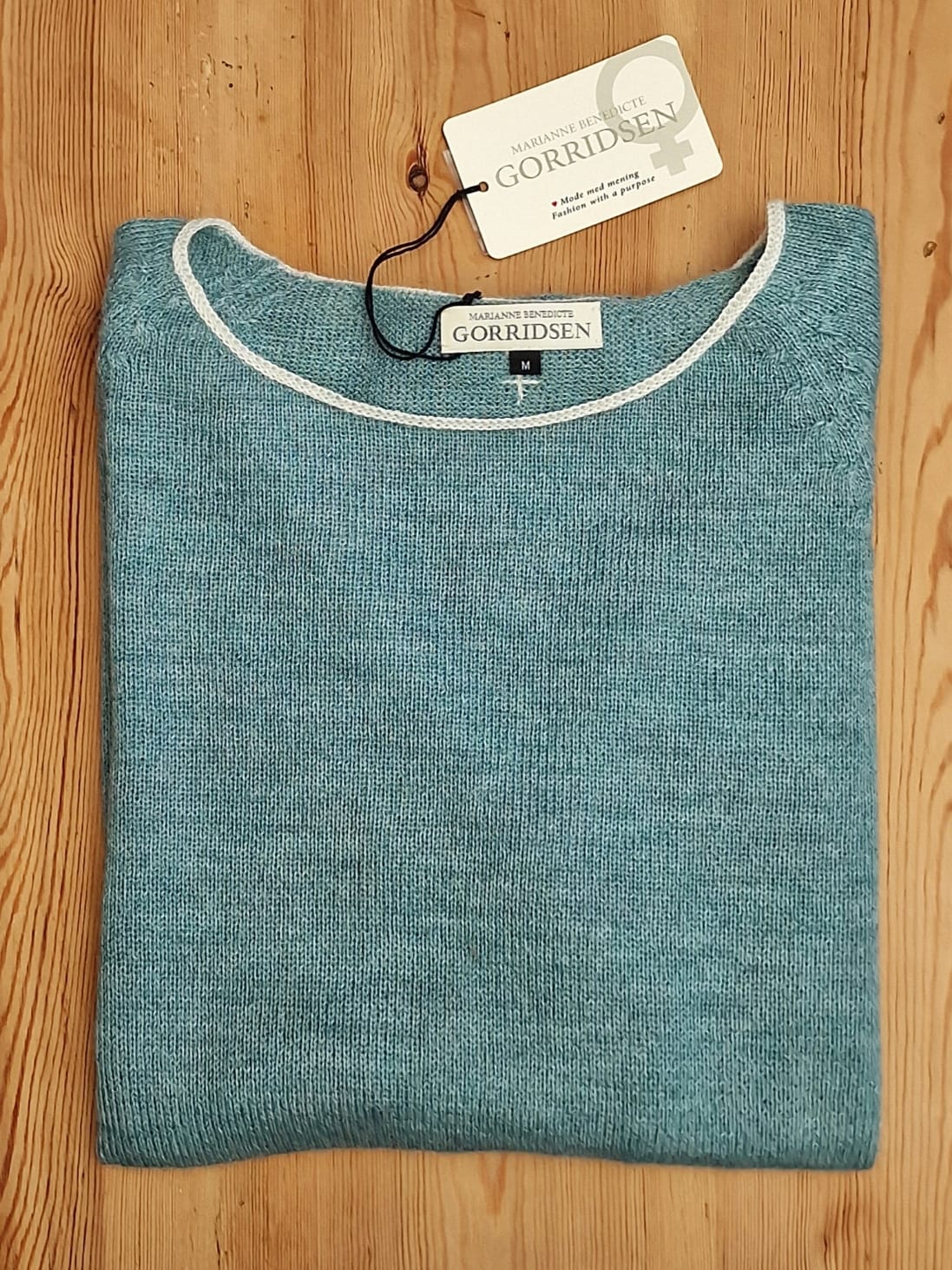 Strikbluse i Alpaca, Aqua