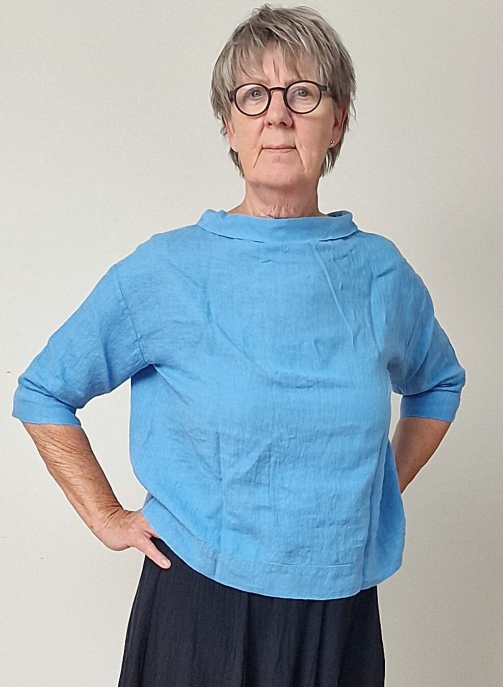 Klar blå Bluse i retromodel