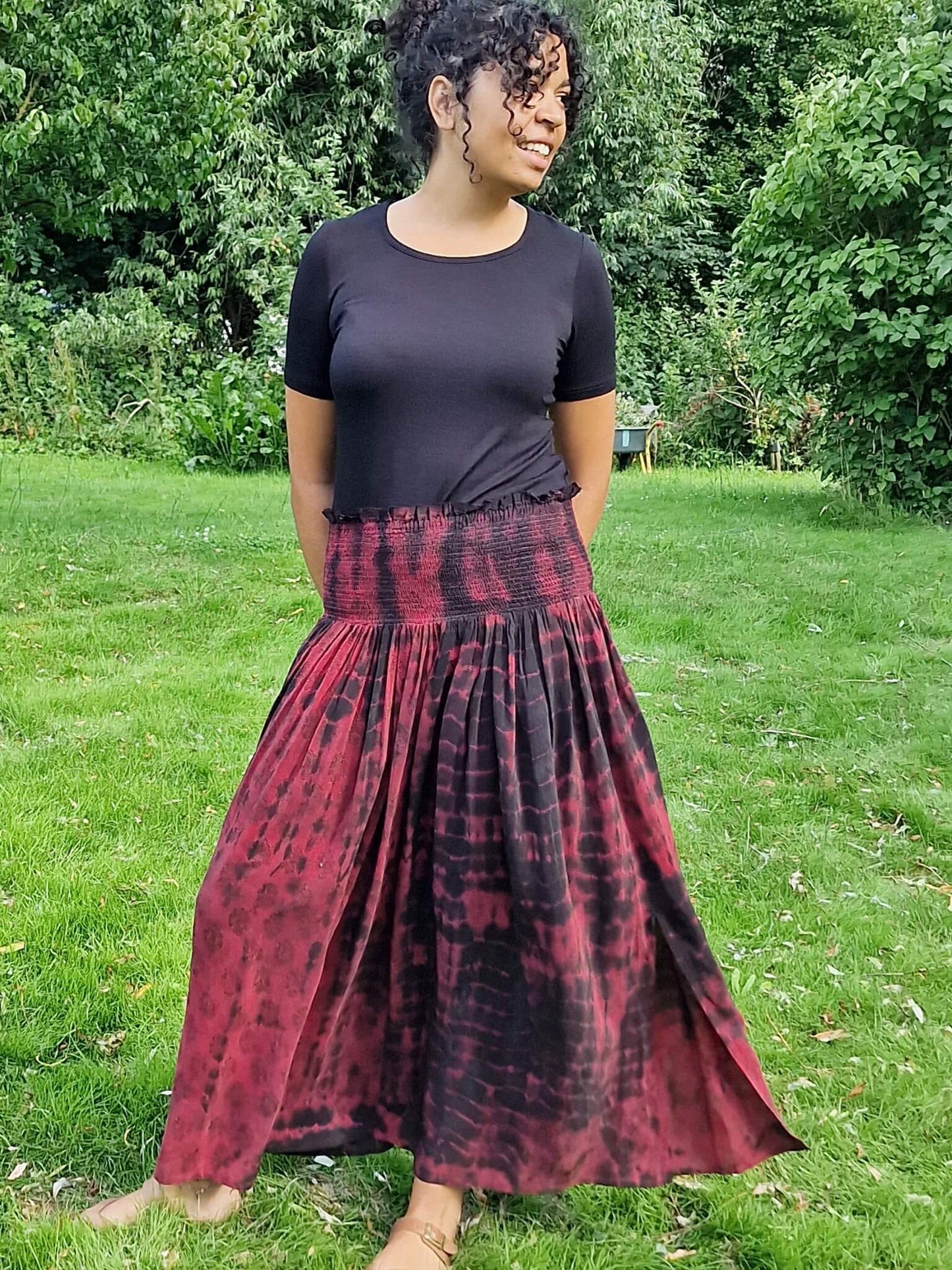 Lang nederdel i recyled silke