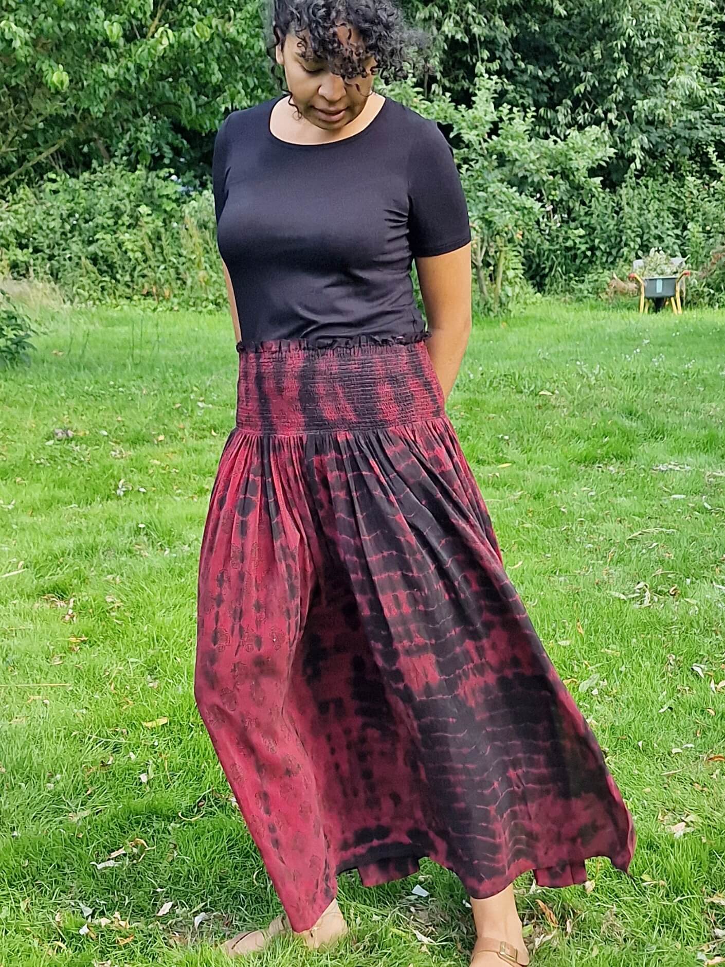 Lang nederdel i recyled silke