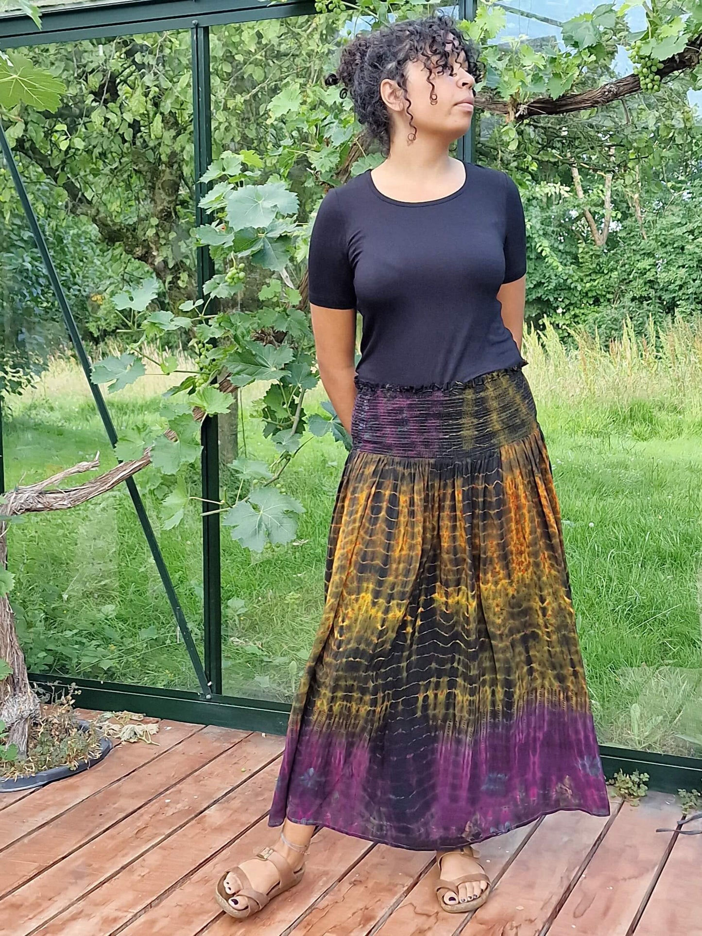 Lang nederdel i recyled silke