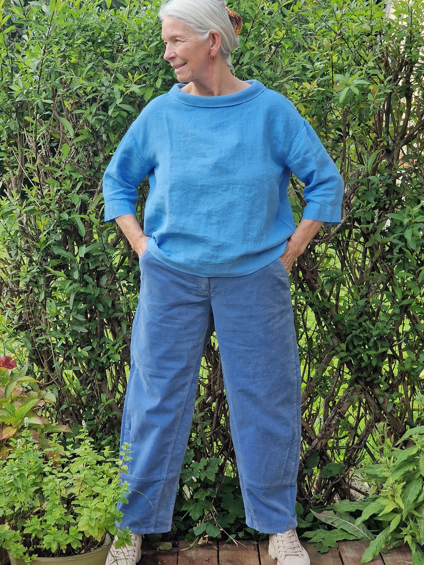 Klar blå Bluse i retromodel