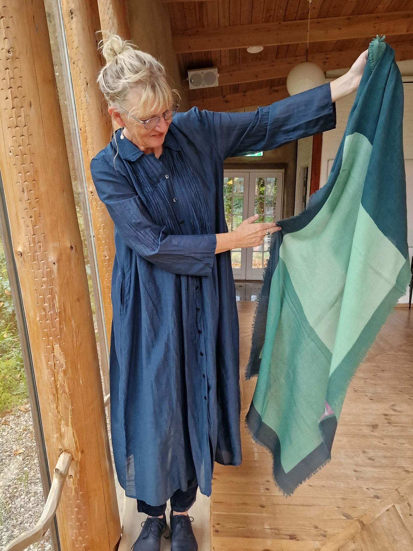 Kaftan/kjole i bomuld og silke