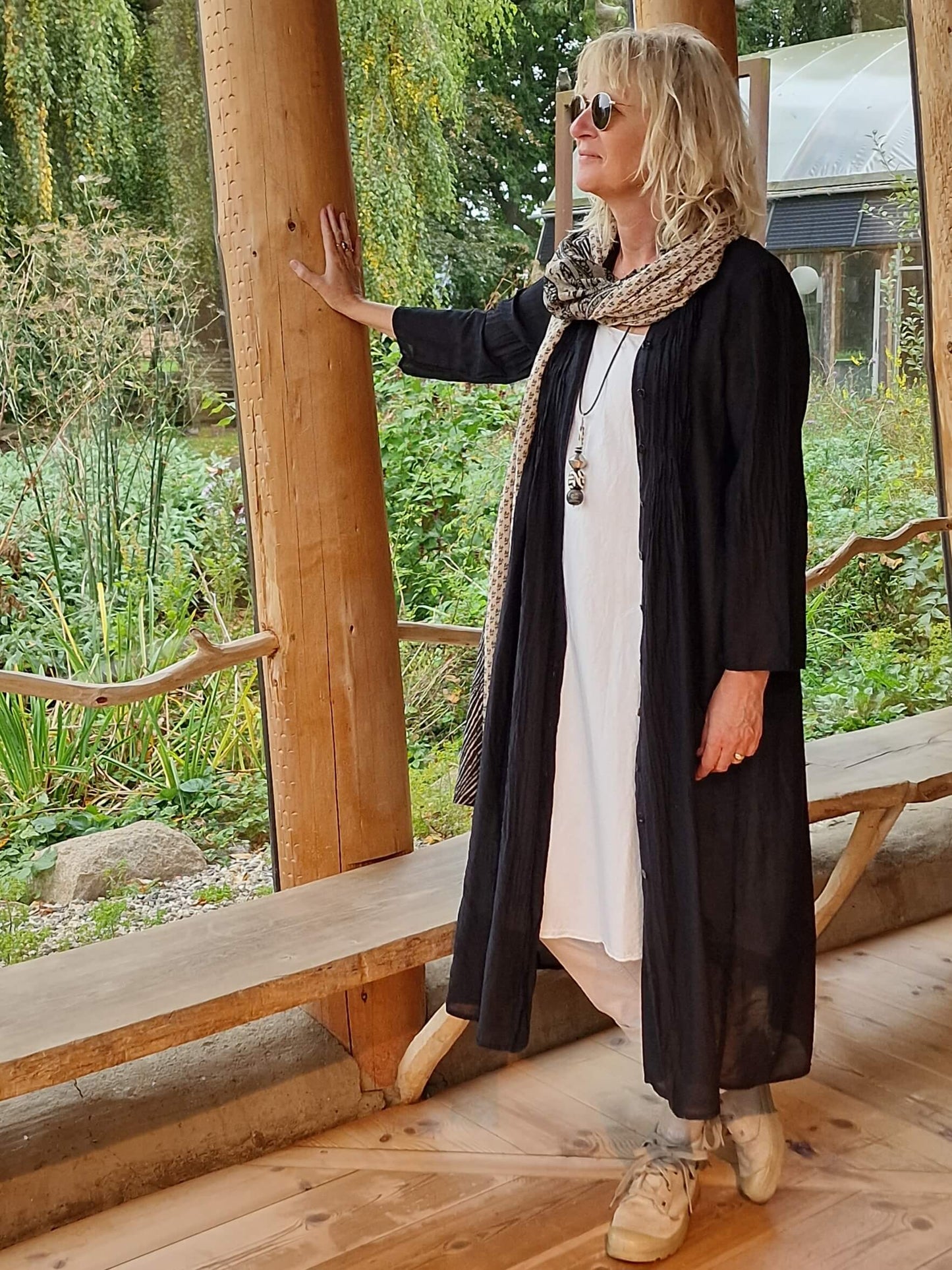Kaftan/kjole i bomuld og silke