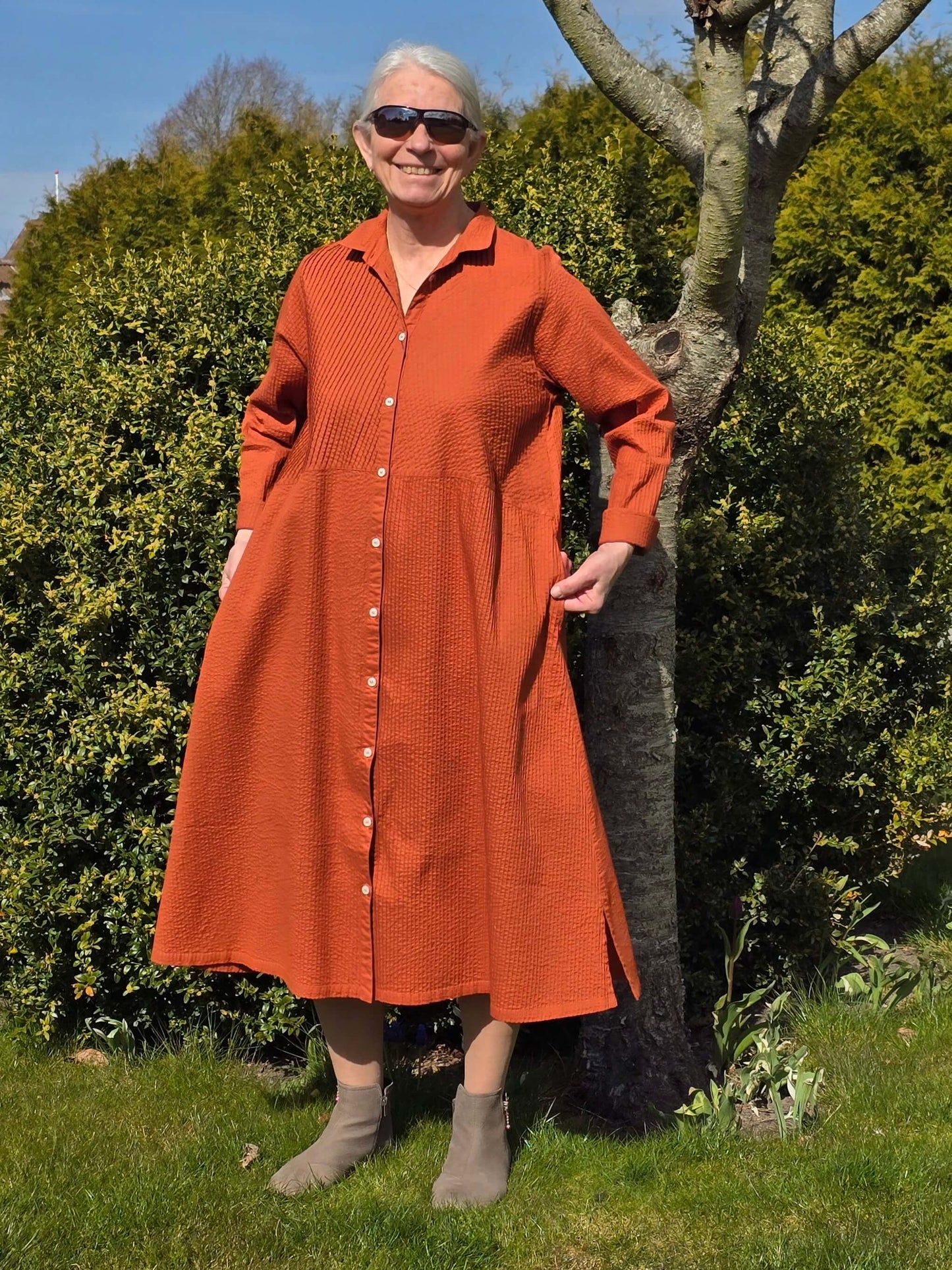 Skjortekjole i brændt orange