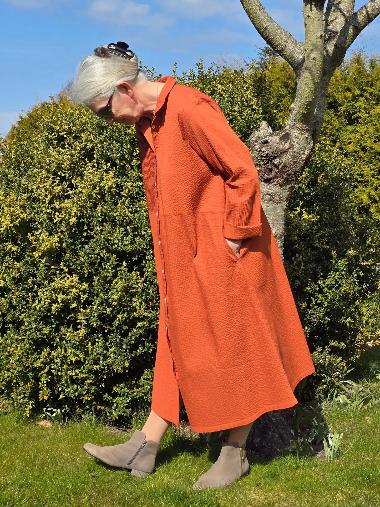 Skjortekjole i brændt orange