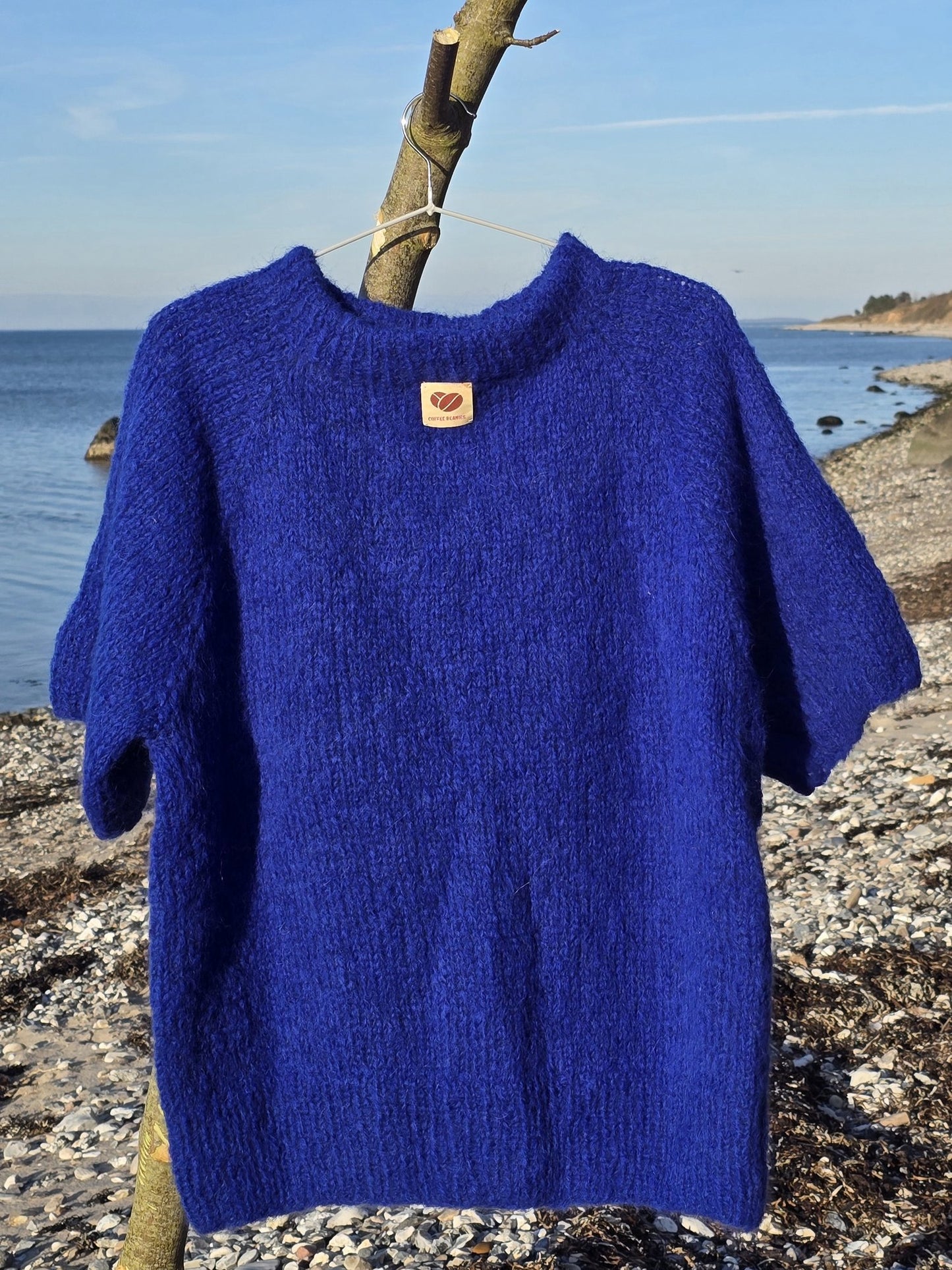 Håndstrikket T-shirt, coboltblå