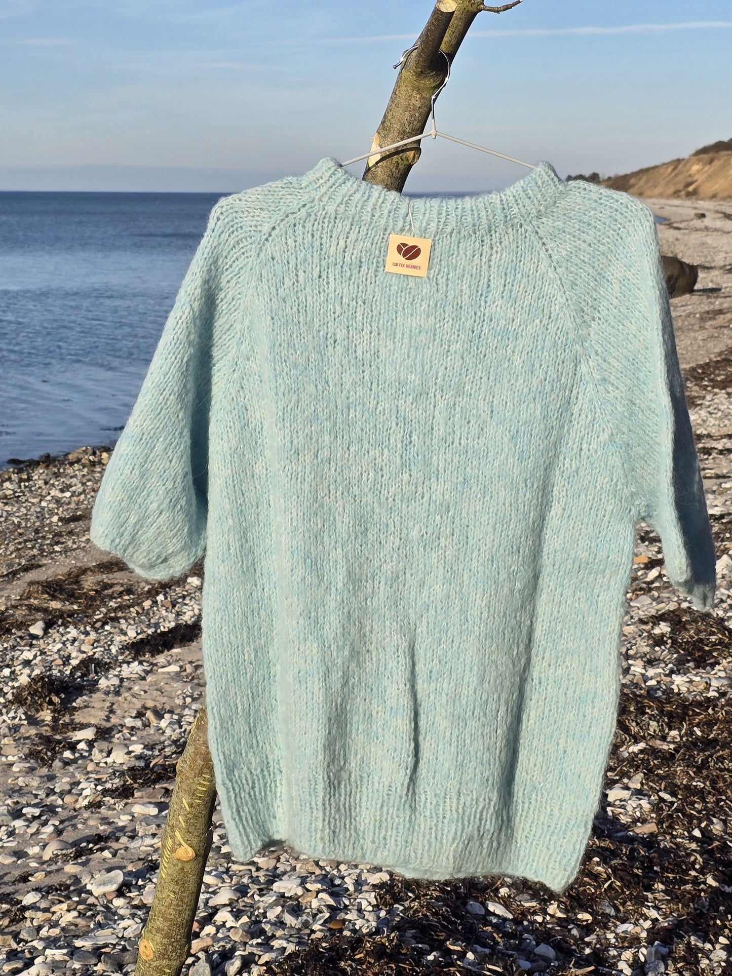 Håndstrikket T-shirt, Aqua