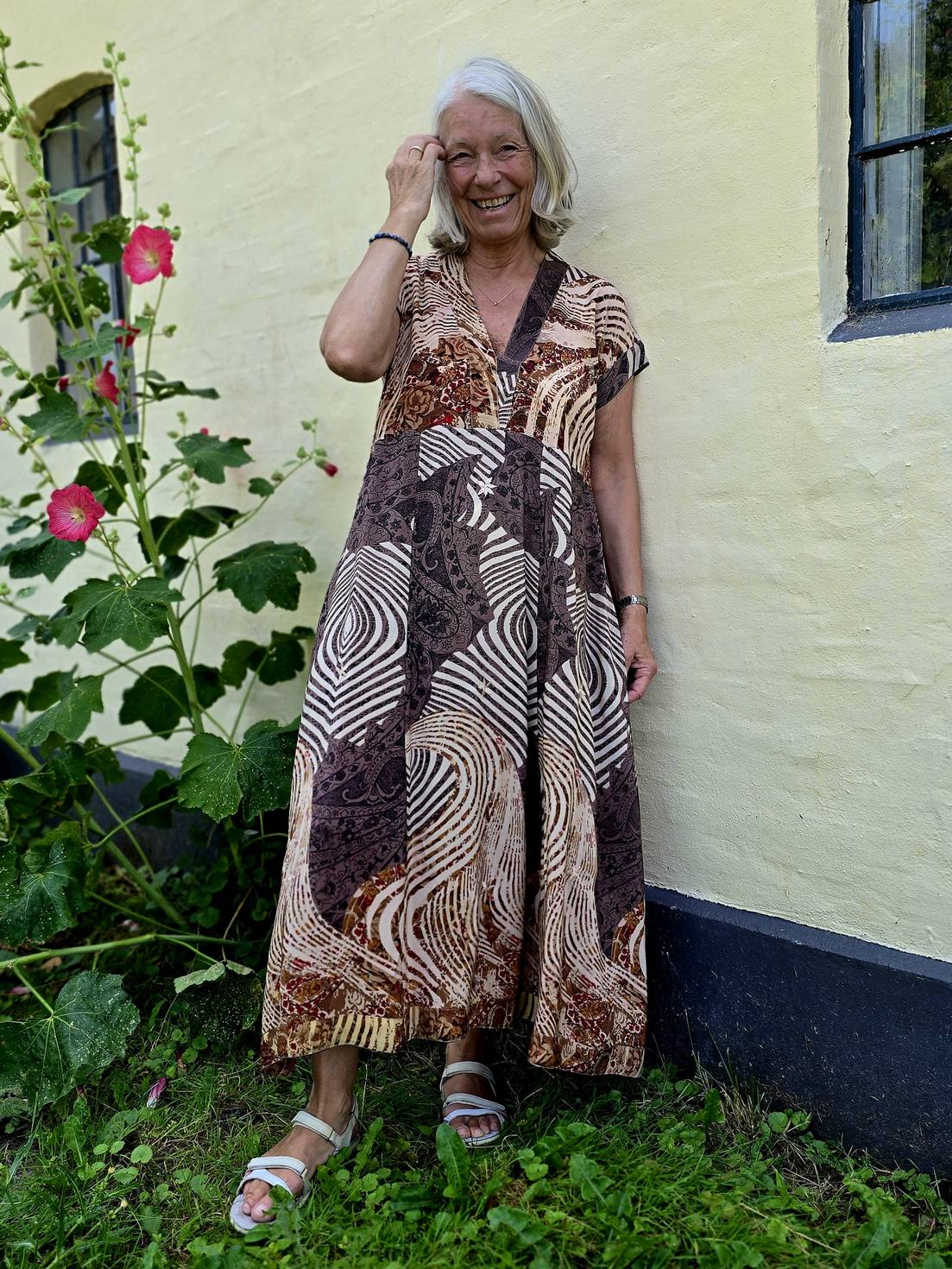 "Casual" - silkekjole med print M/L