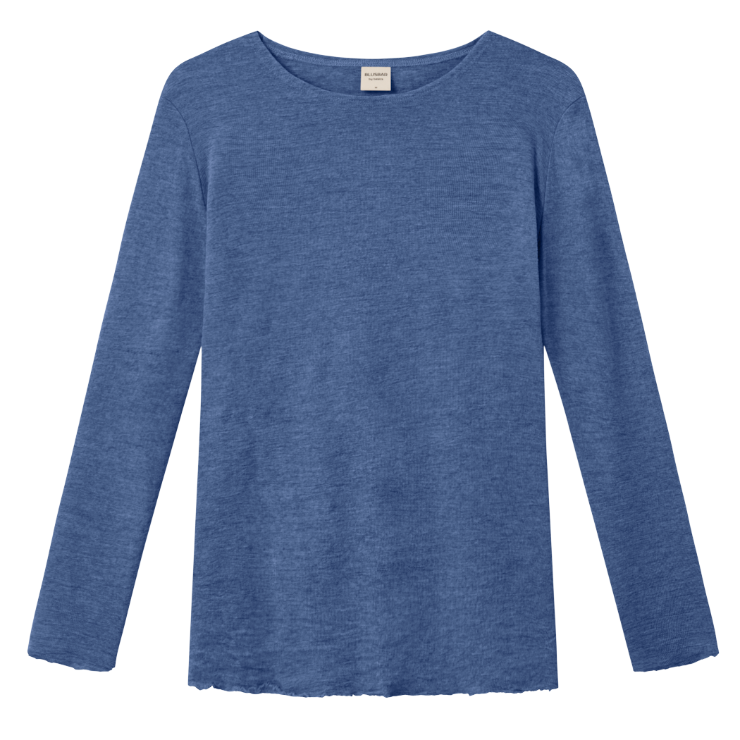 4002 Uldbluse med lange ærmer, Indigo Melange