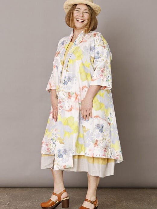 Kimono frakke med grafisk Signe Kejlbo print