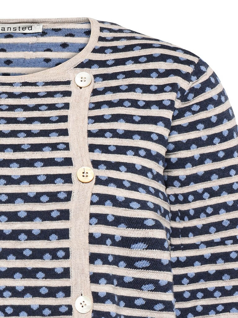 Blå/hvid Bluse med asymmetrisk lukning