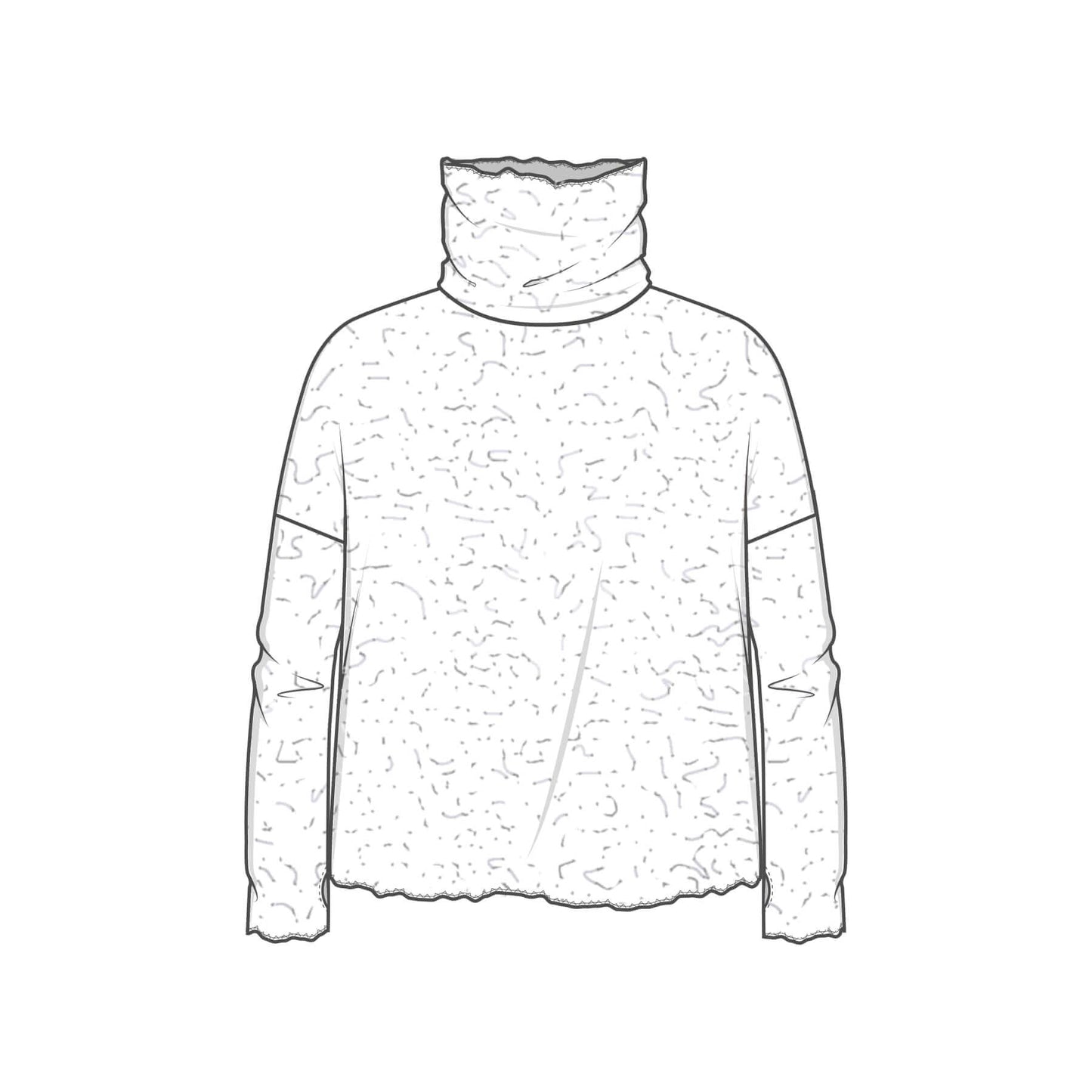 Bred bluse med rullekrave