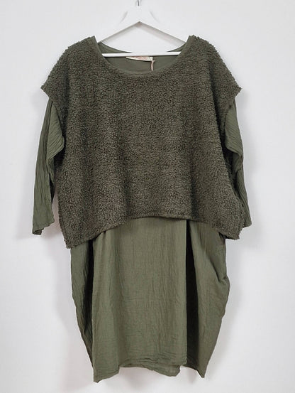 Kort, oversize, pelsvest NEDSAT