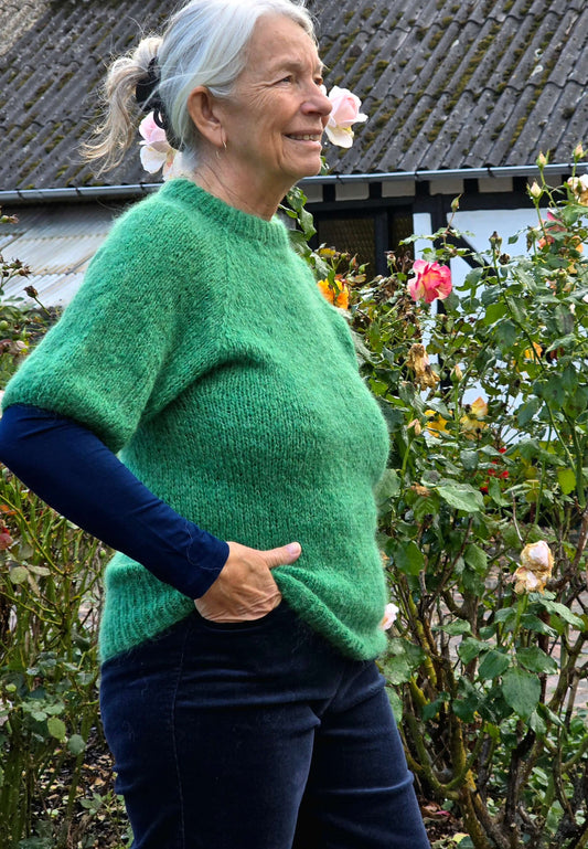 Håndstrikket T-shirt, grøn