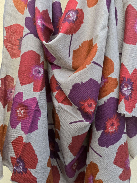 Cashmere tørklæde med blomster