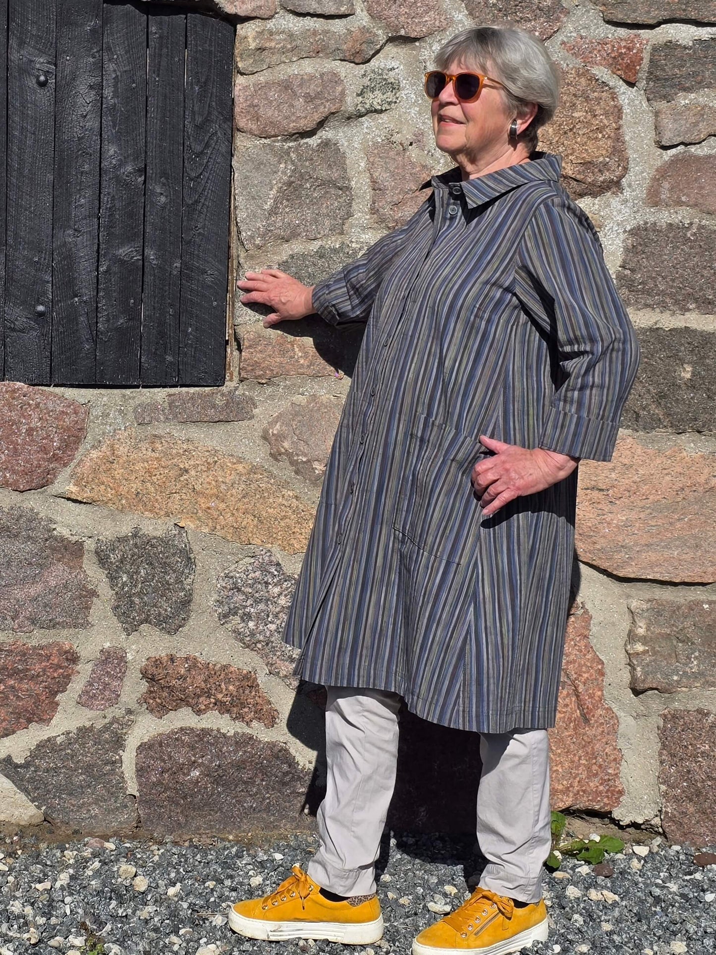 Lang skjortejakke med knapper