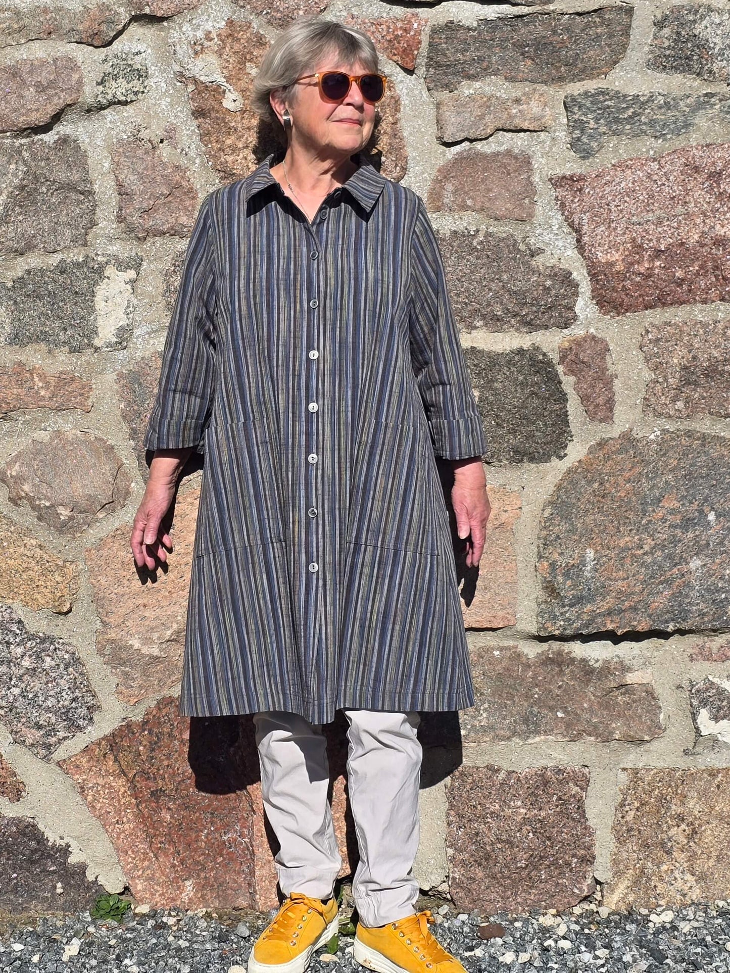 Lang skjortejakke med knapper