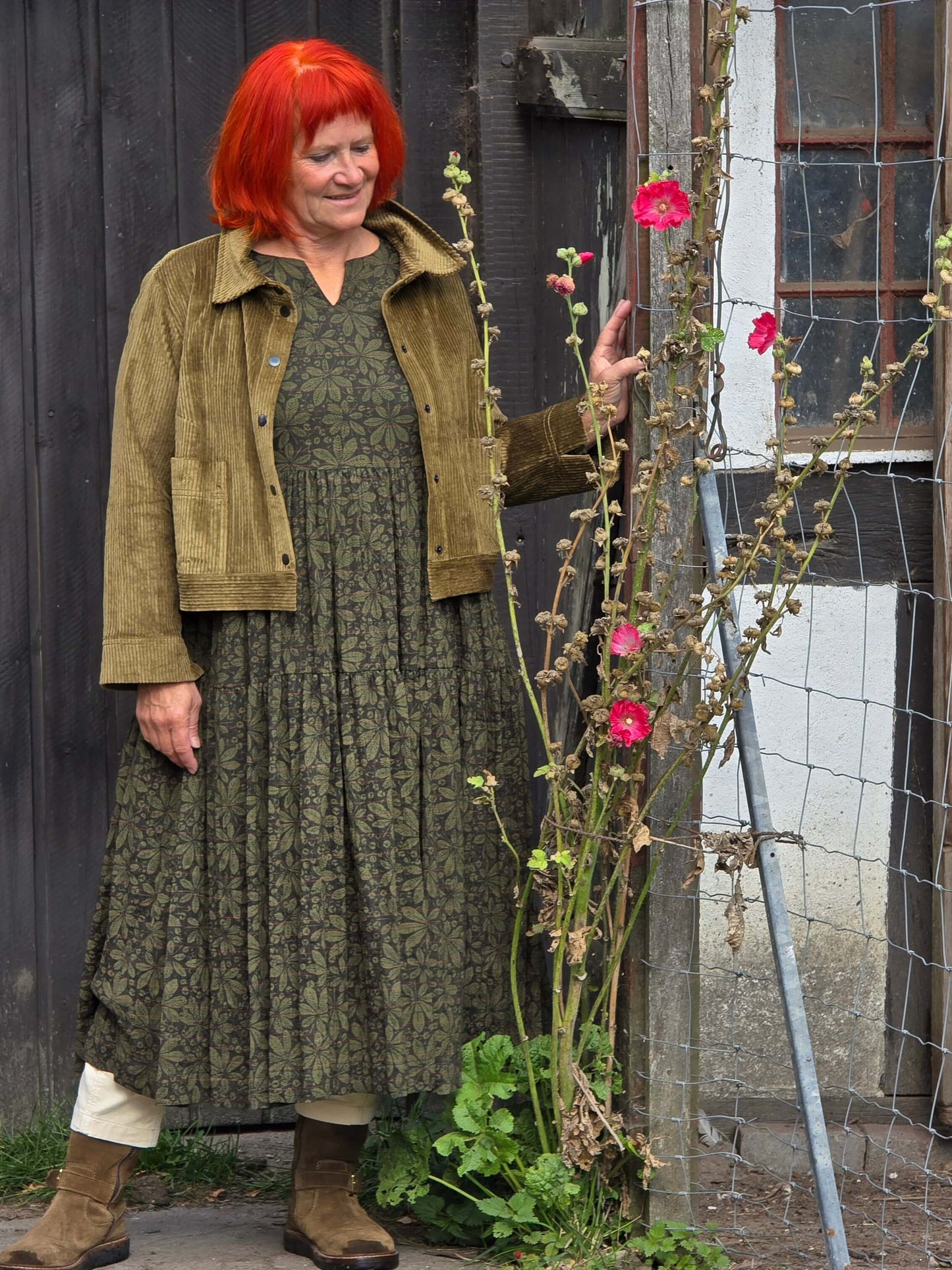 Kjole med grønt kastanjeprint