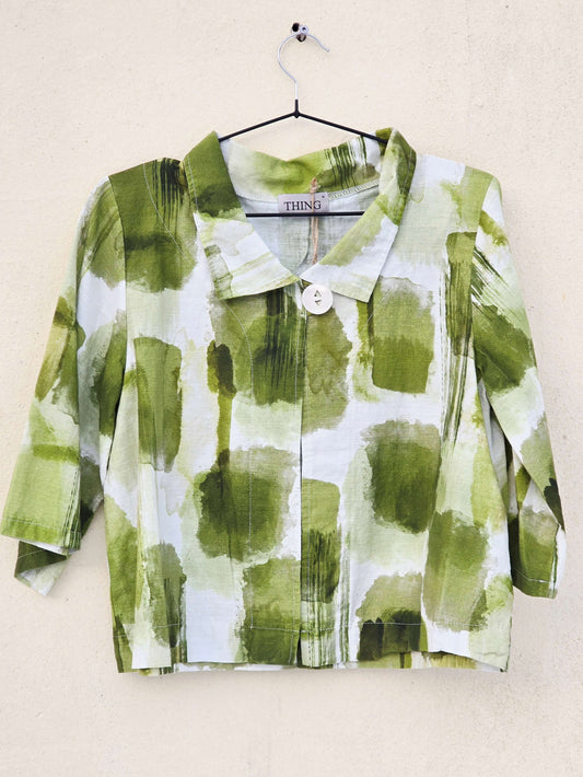 Lille hørjakke med print