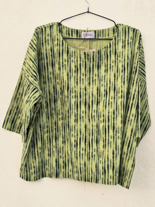 Bluse i hør med print