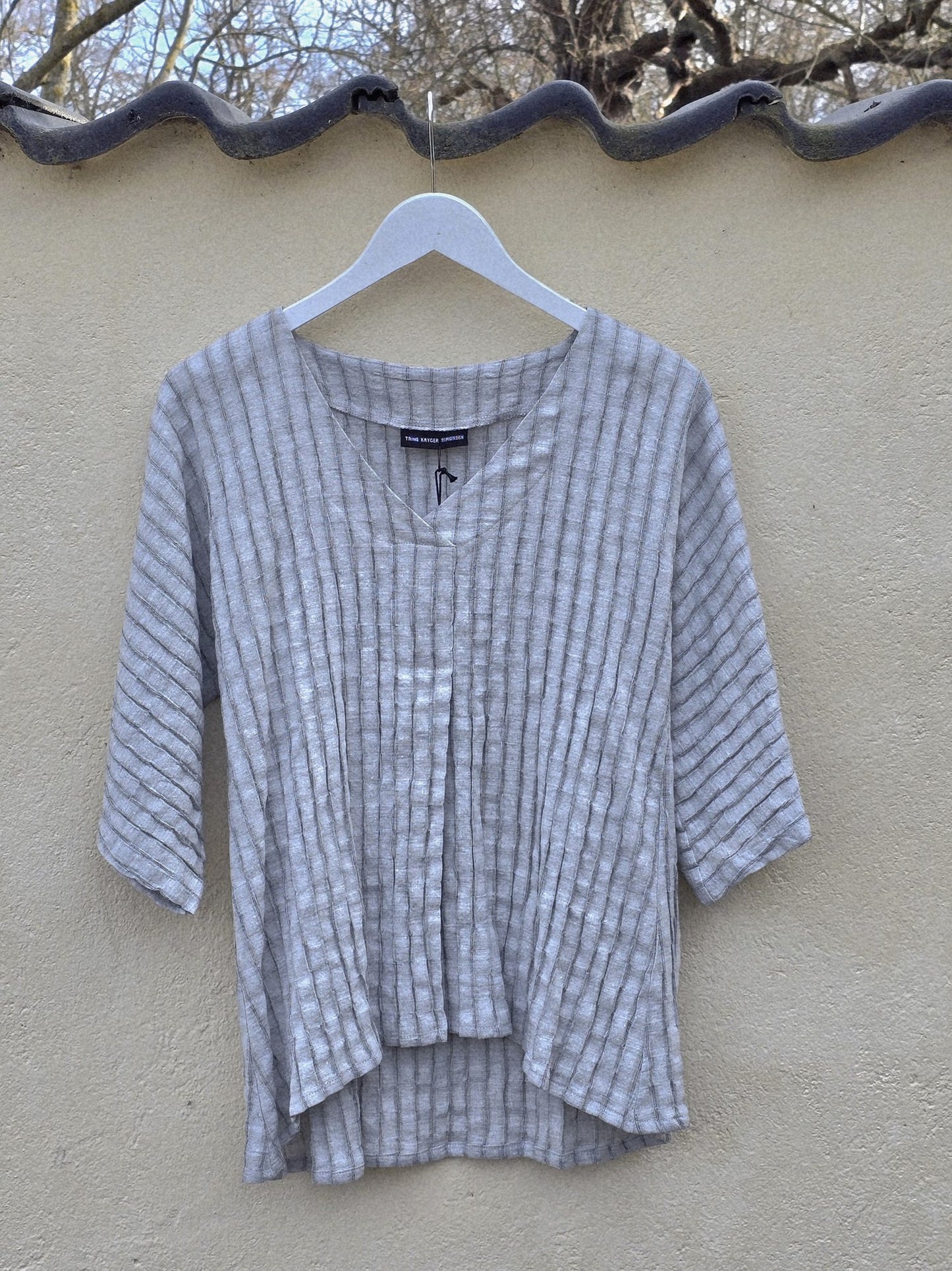 Bluse I stof med stribeeffekt, str.38