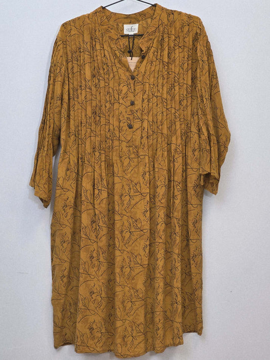 "City Dress" Gul med sort mønster S/M