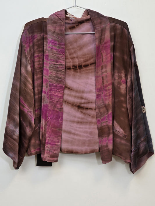Vendejakke med rød/lilla batik