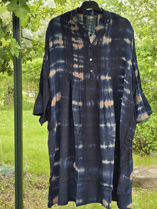 "City Dress" Sort, blå og beige M/L