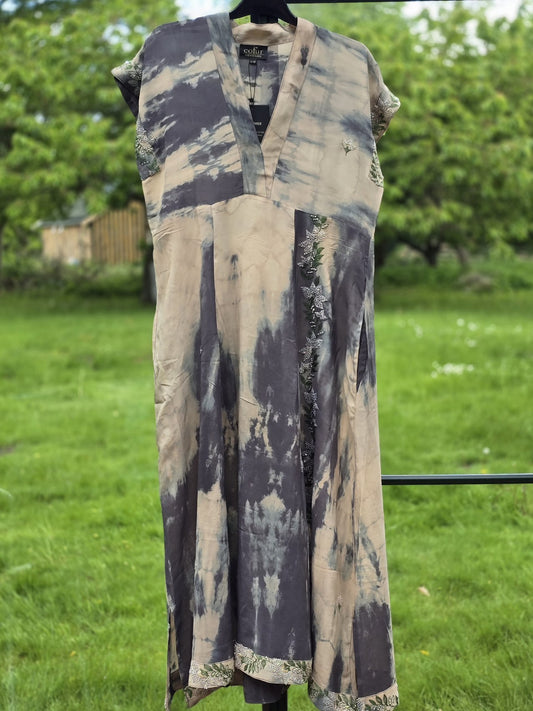 "Casual", creme/blågrå batik - S/M