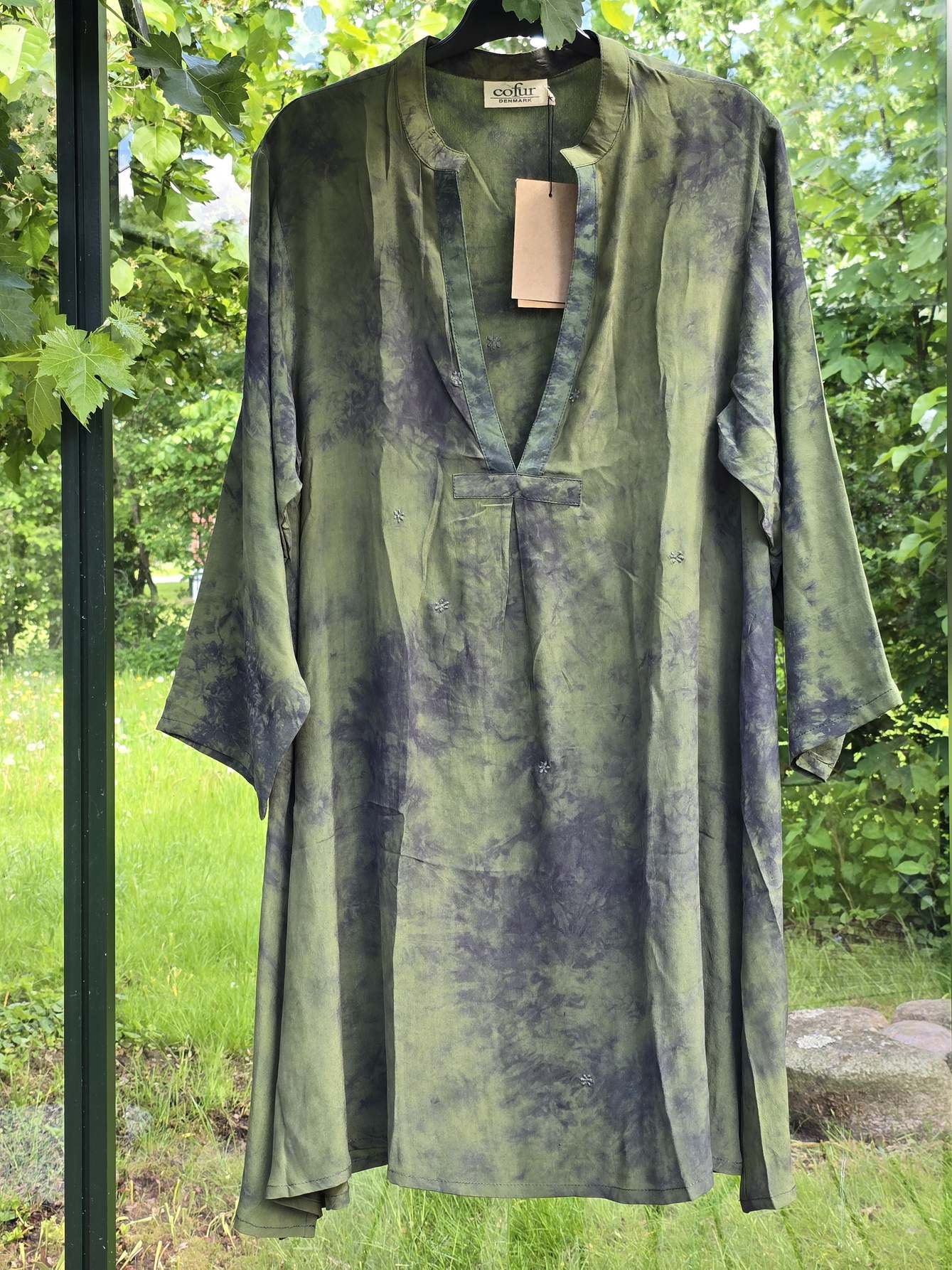 "Goa" - Tunika , grøn med sort batik XL