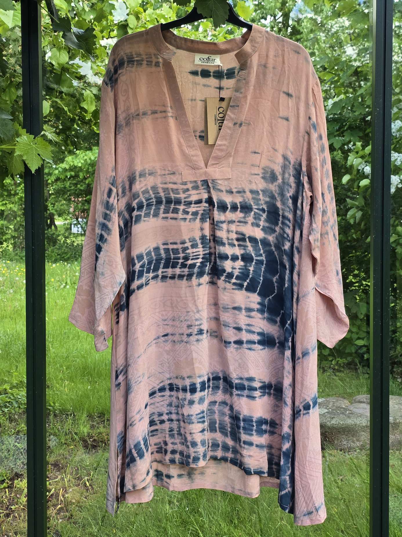 "Goa" - Tunika, lyserød med sort batik XL