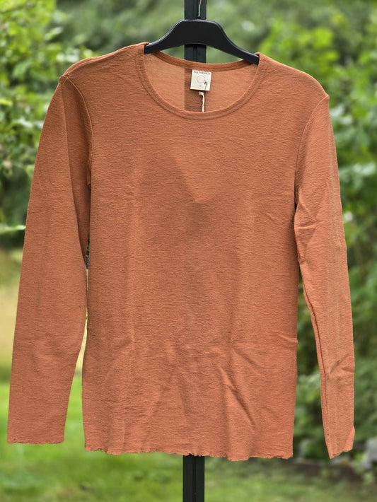 4002 Uldbluse med lange ærmer,  Pecan Brown