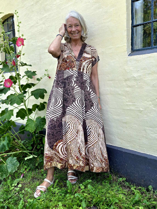 "Casual" - silkekjole med print M/L
