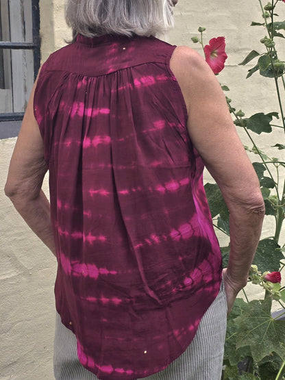"Oda" Rød og pink silketop S/M