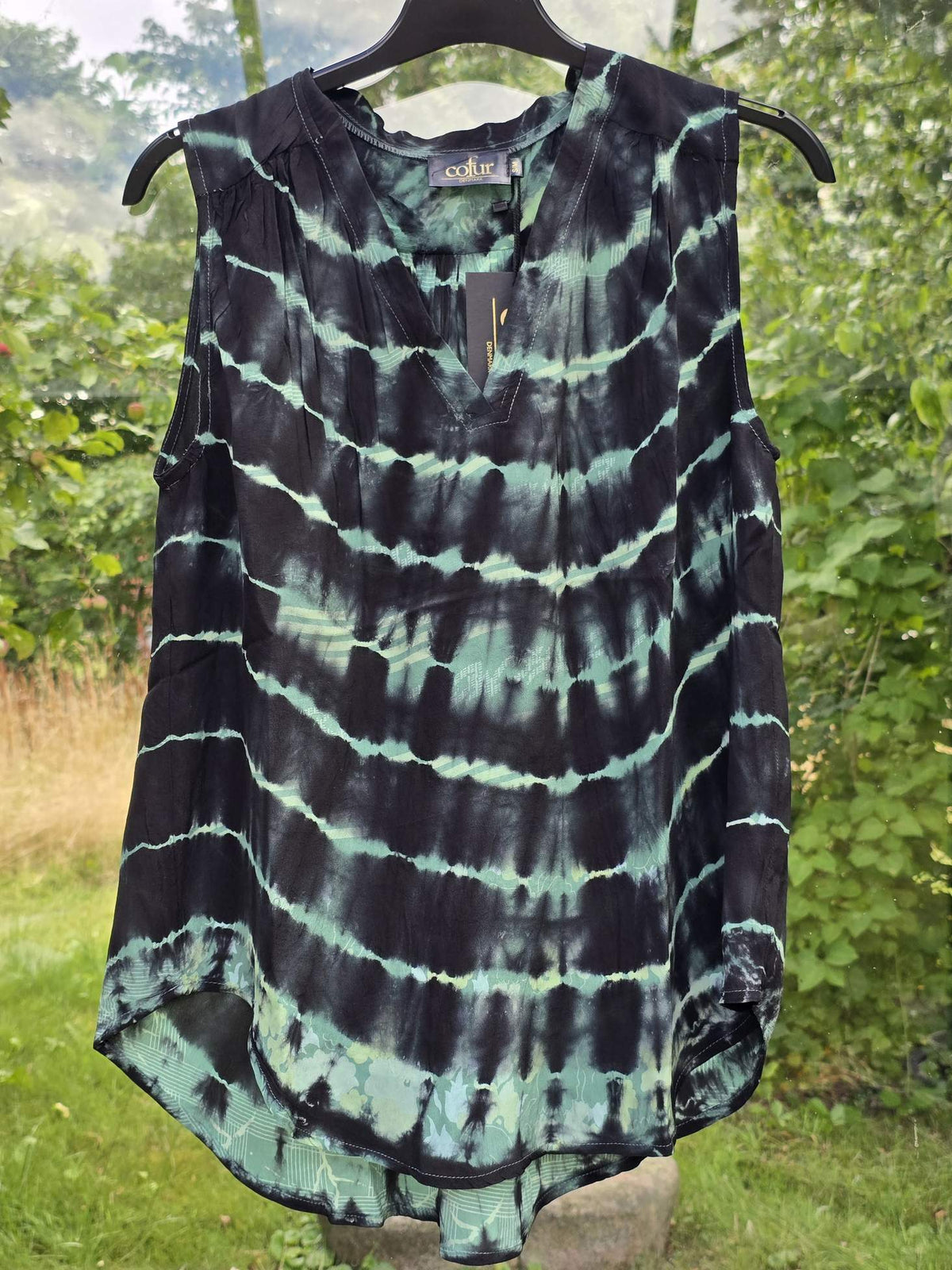 "Oda" Sort/søgrøn silketop S/M