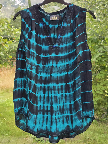 "Oda" Sort/turkis silketop S/M