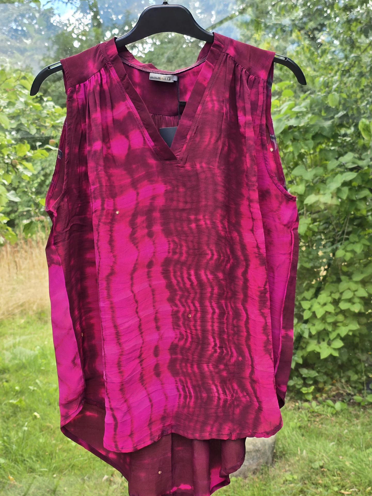 "Oda" Rød og pink silketop S/M
