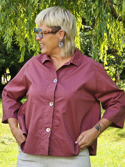 Lab top blouse i farven Burgundy