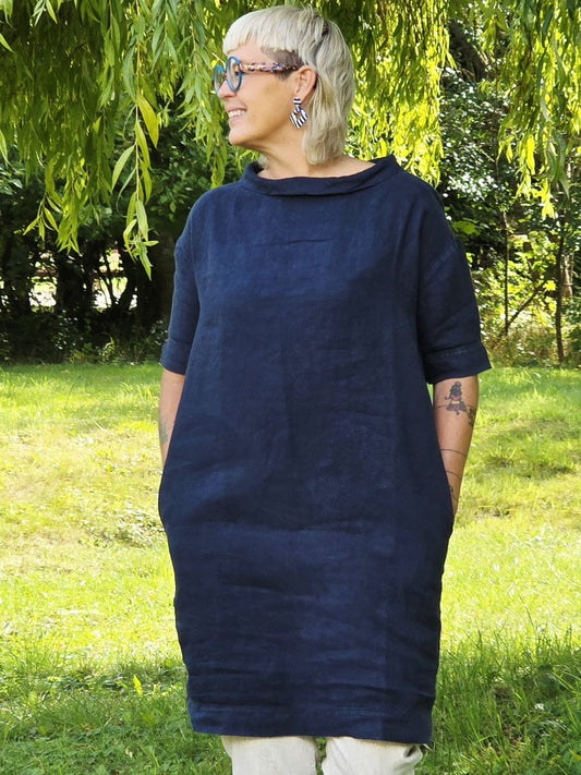 Tunika/Kjole med fin krave, Midnight Blue