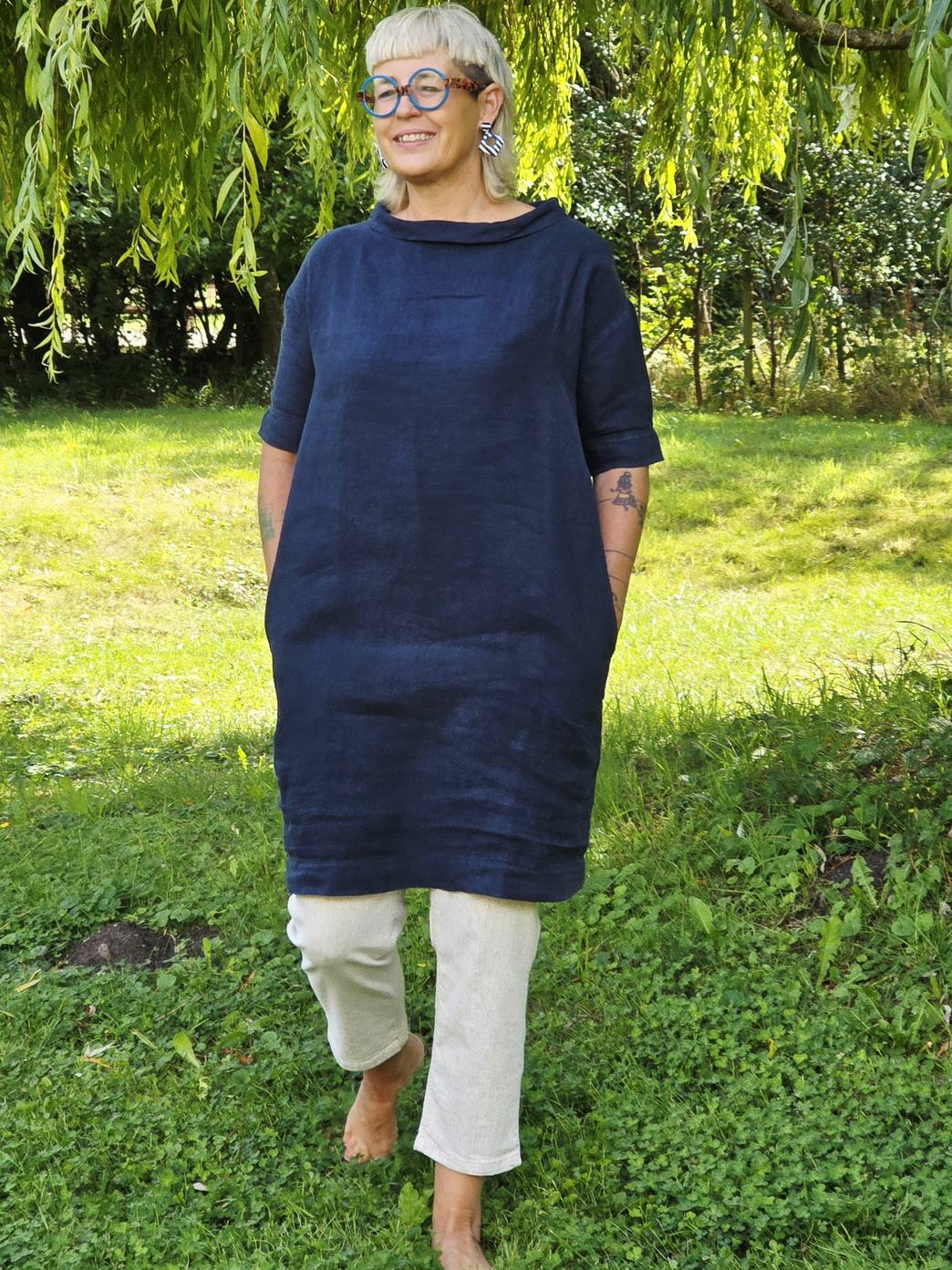 Tunika/Kjole med fin krave, Midnight Blue