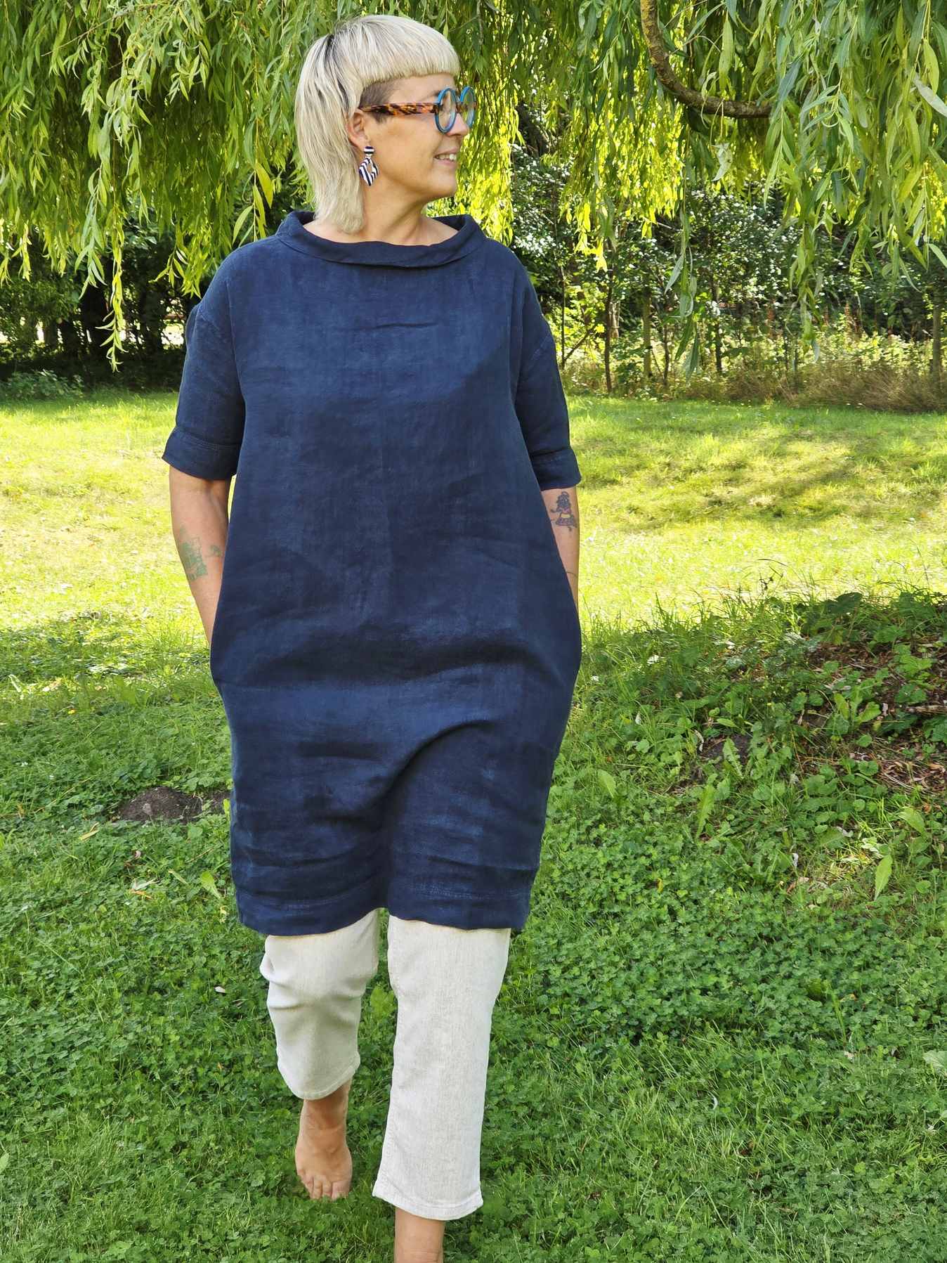 Tunika/Kjole med fin krave, Midnight Blue