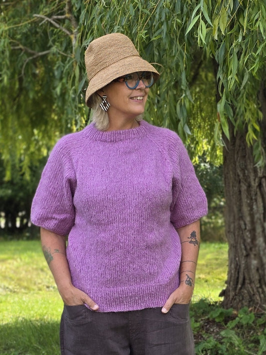Håndstrikket T-shirt, violet