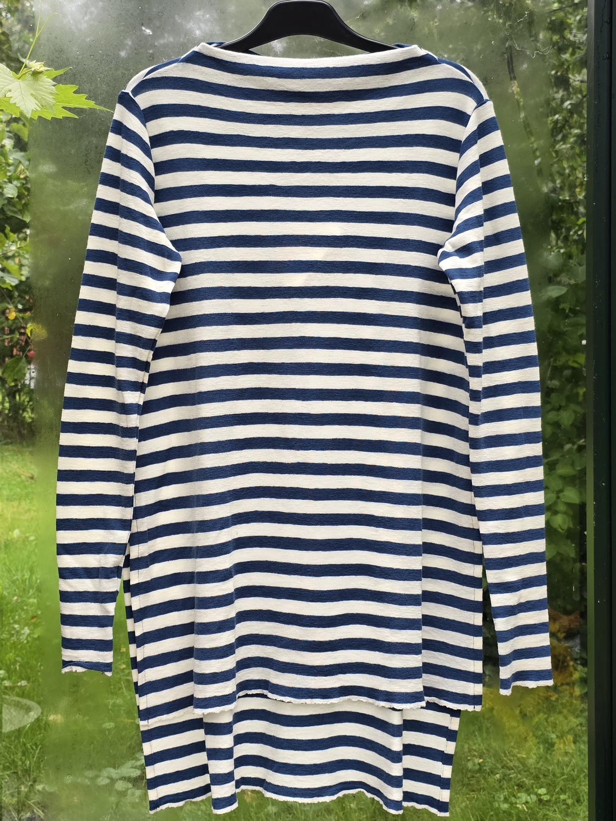 6040 tunic hign neck, raw white/blue