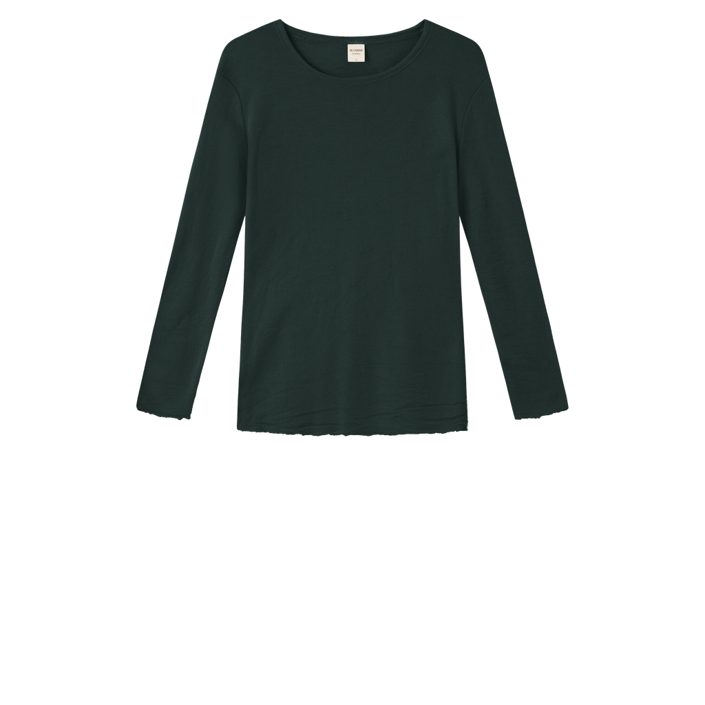 Uldbluse med lange ærmer, Bottle Green