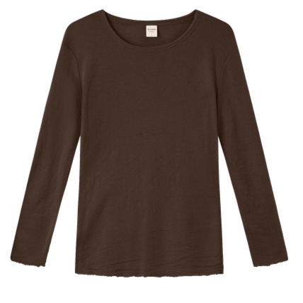 4002 Uldbluse med lange ærmer, Chestnut