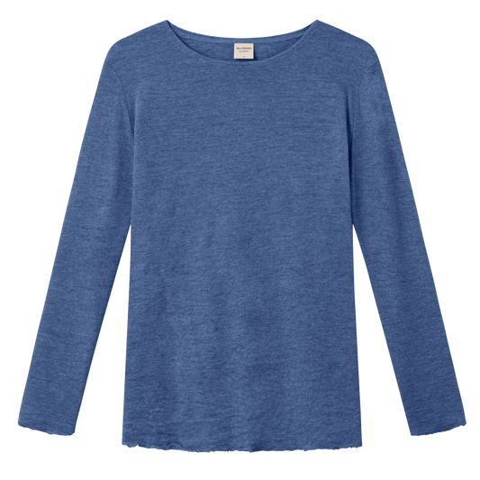 4002 Uldbluse med lange ærmer, Indigo Melange