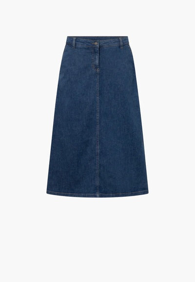 Lang, klassisk denimnederdel